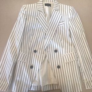 1 state white striped blazer